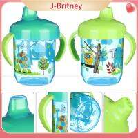 ถ้วย J-BRITNEY สำหรับเด็กทารกฝาพับให้อาหารน้ำปลอดสาร BPA เพื่อการเรียนรู้ขวดแก้วน้ำตุ่นปากเป็ด