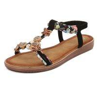 [COD] 2023 new cross-border summer flat bohemian wooden buckle l open-toed sandals womens large size 5106-