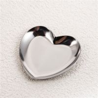 Stainless Steel Heart Shape Decorative Tray Gold Sliver Jewelry Dish Cosmetic Lipstick Organizer Plates Platter Small Storage Cables