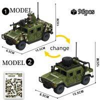 รถฮัมเมอร์รถออฟโรดบล็อกตัวต่อ WW2ทหารอุปกรณ์สำหรับสงครามปืนกลแบบ DIY แบบอิฐชุดของเล่นตัวต่อสำหรับเด็ก