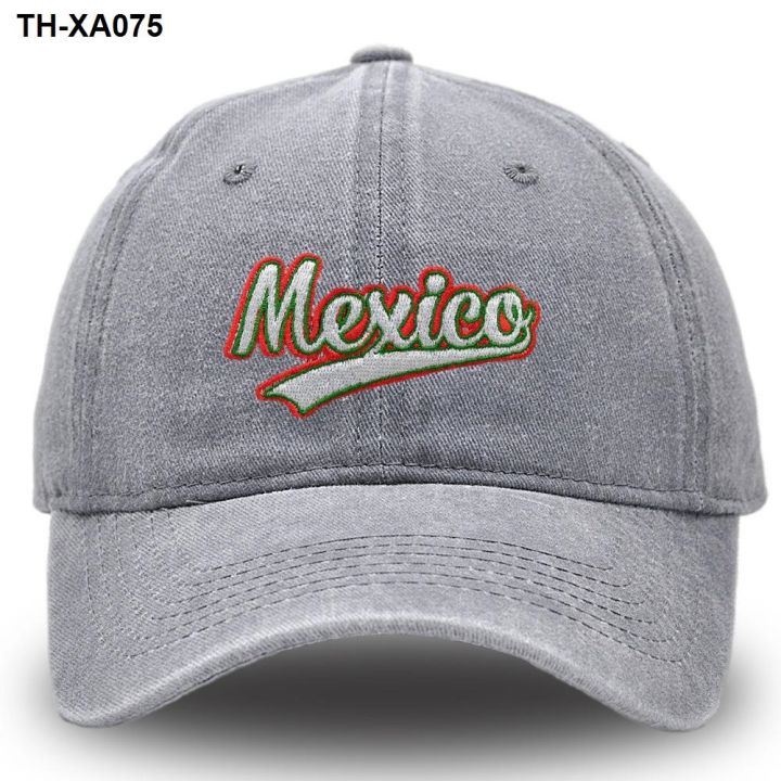 หมวกเบสบอลปักเม็กซิโกล้างเม็กซิโกพ่อหมวกหมวกลำลองสุภาพสตรีหมวกบังแดด