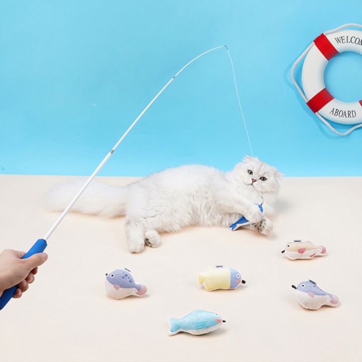 อินเตอร์แอคทีสำหรับแมวตกปลาของเล่นสำหรับแมวคันของเล่น-fishings-ทีเซอร์หดสำหรับในร่มแมวลูกแมวสำหรับเล่นสำหรับไล่ล่า