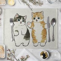 【LZ】❣✉♈  Funny Cat Print Placemats Creative Table Mat Placemats for Party Kitchen Decor Placemats for Table Nordic Home Decor Posavasos