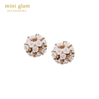 Miniglam White Full Bloom Stud Earrings ต่างหูช่อดอกไม้สีขาว