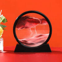 3D Moving Sand Art Crafts Picture Round Glass Deep Sea Sandscape In Motion Display Flowing Sand Frame Painting Hot Selling Gift