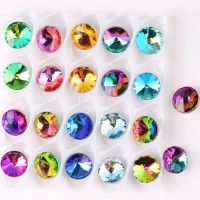 Glass crystal Rivoli round shape 8mm 10mm Jelly candy colors pointback Glue on rhinestone beads applique diy trim