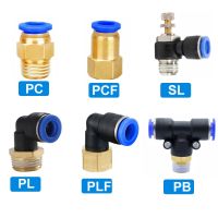 Pneumatic Air Connector Fitting PC PCF/PL/PLF 4mm 6mm 8mm Thread 1/8 1/4 3/8 1/2 Hose Fittings Pipe Quick Connectors