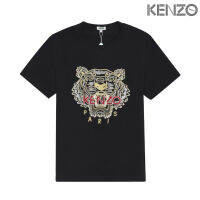 Short-sleeved T-Shirt Pure Cotton Round Neck Classic Red Letter Golden Tiger Head Embroidered Men