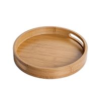 Wooden Round Serving Tray Wood Plate Tea Food Dish Drink Platter Multipurpose