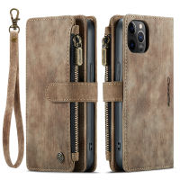 iPhone 12 / iPhone 12 Pro Wallet Case , RUILEAN Durable PU Leather Magnetic Flip Lanyard Strap Wristlet Zipper Card Holder Phone Case for iPhone 12 / iPhone 12 Pro