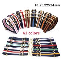 Premium  Nylon Strap Gold Buckle 18mm 20mm 22mm 24mm Durable Breathable Women Men Canvas Weave Watchband Five Ring Buckle Straps