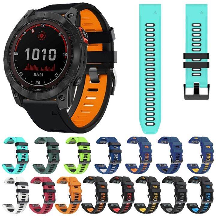 สำหรับ-garmin-epix-gen2-22มม-ซิลิโคนกีฬาสายนาฬิกาข้อมือสองสี-สีส้ม-สีดำ-ขายเอง