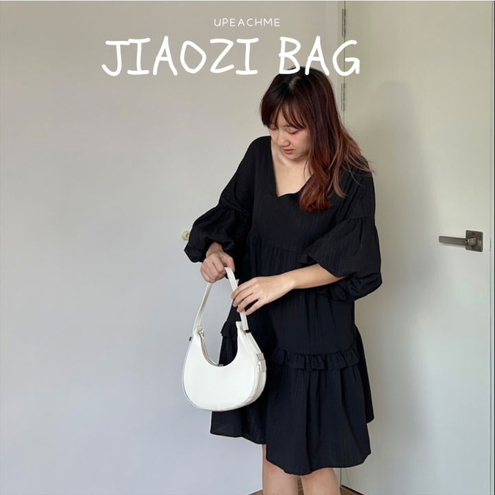 jiaozi-bag-i-กระเป๋าสะพายขึ้นไหล่ทรงครึ่งวงกลม-กระเป๋าสะพาย-กระเป๋าครัช-กระเป๋าถือ-minibag-กระเป๋ารูปครัวซองค์เกาหลี