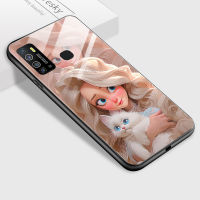 Mop Mall สำหรับ Infinix ขายดี9ขวบ X655C X680การ์ตูนเจ้าหญิงยิ้มเคสโทรศัพท์กระจกเทมเปอร์เรียบนุ่มเคสเคสกันกระแทก