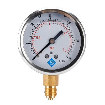 TS Low Pressure Gauge 0-2Bar,0-30Psi 1/4inch 68mm Dial Hydraulic Water Pressure Gauge Manometer Pressure Measuring Tool