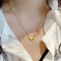 Love Shape Necklace Fashionable Gold Clavicle Chain Heart Necklace Japanese And Korean Personalized Super Fairy Necklace