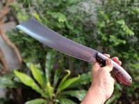 มีดแรมโบ้ (Rambo knife) แรมโบ้ปลายตัด มีดแคมป์ มีดมาเชเต้ สปาต้า มีดทำสวน มีดเดินป่า ใบ 12.5” ตีร้อนชุบแข็ง ผิวขัด ด้ามประกบไม้พะยูง หมุดโมเสก