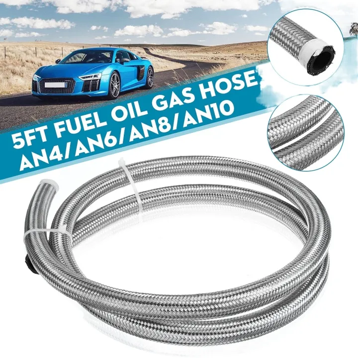 5FT Car Fuel Hose AN4/AN6/AN8/AN10 Oil Gas Line Braided Stainless Steel