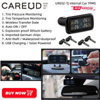 CAREUD U903Z-TJ จอแสดงผล LCD แบบไร้สายระบบตรวจสอบความดันลมยางรถยนต์พร้อมเซ็นเซอร์ภายใน 4 ตัว CIG Powered