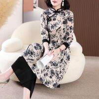 2023 Hot Middle-aged mother spring large size improved cheongsam retro two-piece skirt  foreign style age-reducing casual suit for women