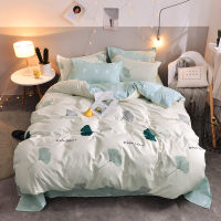 Romantic Gingko Leaf Pattern Blue And White Bed Sheet Bedding Four Pieces Home Textile King Queen Twin Soft Comfortable Oceania
