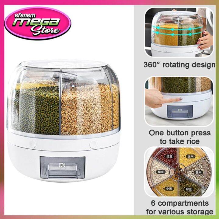 EFENEM 6 in 1 Large Capacity Storage Container 360 Degrees Rotating