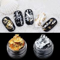 Chic Gold Silver Aluminum Foil Paper Nail Sticker 3D Glitters Paillette Flake Chip DIY Manicure UV Gel Polish Nail Decal Tools
