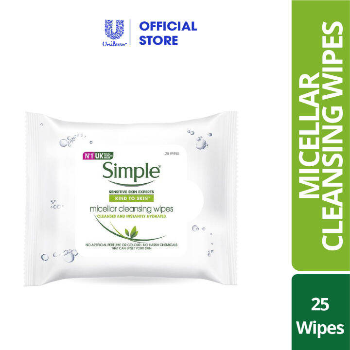 Simple Micellar Cleansing 25 Wipes Lazada