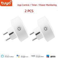 Wholesale 2 pieces Tuya EU WiFi socket wireless plug smart home compatible with Google home   IFTTT  and Alexa voice control Ratchets Sockets