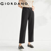 Giordano ผู้หญิง กางเกงครอปลำลองขากว้างเอวสูงผ้าฝ้ายยืดสีทึบ Free Shipping 05422339