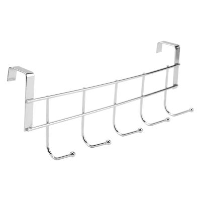 5 Hooks Over Door Home Bathroom Kitchen Coat Towel Loop Hanger Rack Holder Shelf,Silver