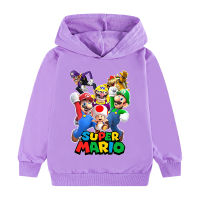 Super Mario Bros เสื้อกันหนาวหมวกกับกระเป๋าสำหรับเด็กหนุ่มๆสาวๆฤดูใบไม้ผลิฤดูใบไม้ร่วงพิมพ์เด็กชายและเด็กหญิงเสื้อกันหนาวหมวกผ้าฝ้ายด้านบนเสื้อกันหนาวหมวก W1166