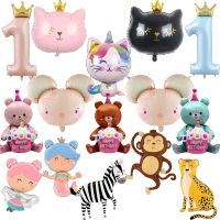 Cartoon Animal Pink Mouse Bear Zebra Rabbit Childrens Birthday Jungle Party Decoration Balloon Baby Shower Toys Balloons