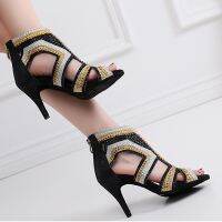 Loogtshon  Black Soft Bottom Bachata Women Ballroom Latin Dance Shoessalsa Dance Sandals Woman Thin Heel 8.3Cm/10Cm/11Cm