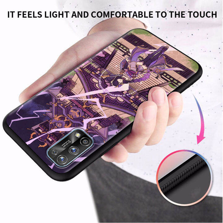 genshin-impact-beelzebul-ya-miko-case-for-realme-c21-c3-xt-8-7-6-5-pro-c21y-soft-phone-cover-c12-c15-gt-master-neo2-black-fundas-electrical-connectors