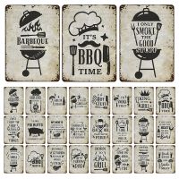 BBQ Zone Metal Tin Sign Vintage BBQ Yard Outdoor Party Decoration Plate Retro Barbecue Rules Slogan Metal Signs Iron Painting Baking Trays  Pans