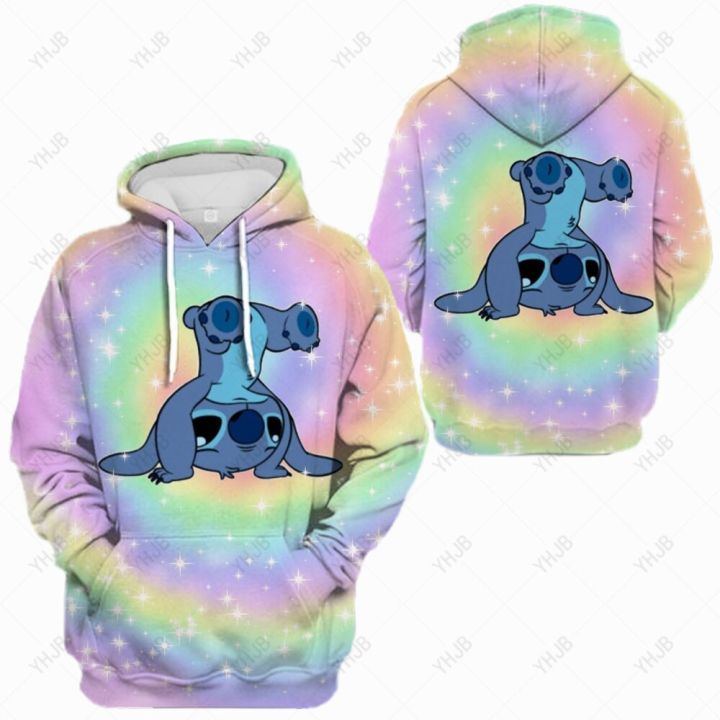 lilo-amp-stitch-เสื้อกันหนาวผู้หญิงเกาหลีขนาดใหญ่-hoodie-อะนิเมะ-kawaii-harajuku-คู่กับกระเป๋า-hooded-gothic-coat