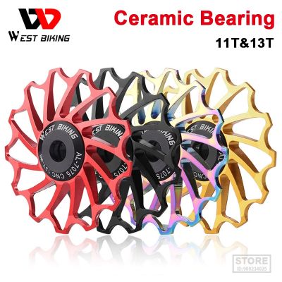 WEST BIKING MTB Rear Derailleur Guide Wheel Ceramic Bearing Bicycle Transmission CNC Pulley Aluminum Alloy 11T 13T Bike Parts