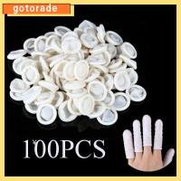 GOTORADE 100PCS แบบใช้แล้วทิ้ง เครื่องมือทำเล็บ ป้องกันปลายนิ้ว ถุงมือยาง ปลอกนิ้ว เตียงเด็ก ถุงมือป้องกัน