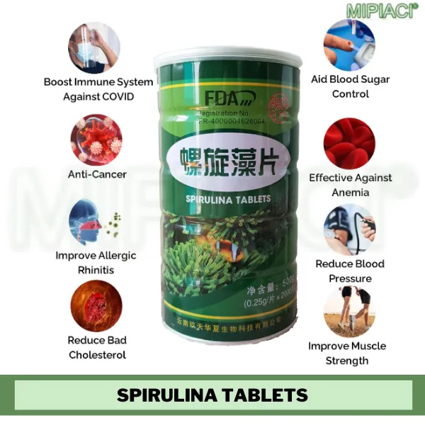 SPIRULINA TABLETS (2000 Tablets) FDA APPROVED 100 AUTHENTIC Superfood