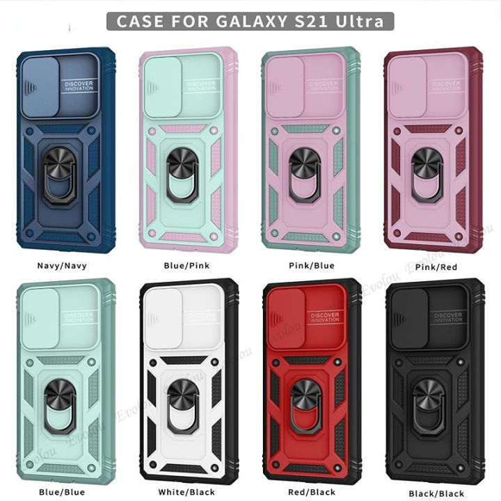 hoce-กล้องเลื่อนป้องกันเคสโทรศัพท์สำหรับ-samsung-galaxy-s23-s22-s21-ultra-plus-s20-fe-a32-a13-5g-a51-a51-a52-a02s-hybrid-ผู้ถือเกราะกันกระแทกซองใส่บัตร-slot