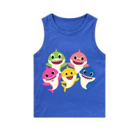 COD SDFSDTFGER Baby Shark Cartoon Print Beachwear Clothing 3-15 Years Old Boy Girl Vest Sleeveless Shirt Cotton Leisure Summer Tank Tops for Kids
