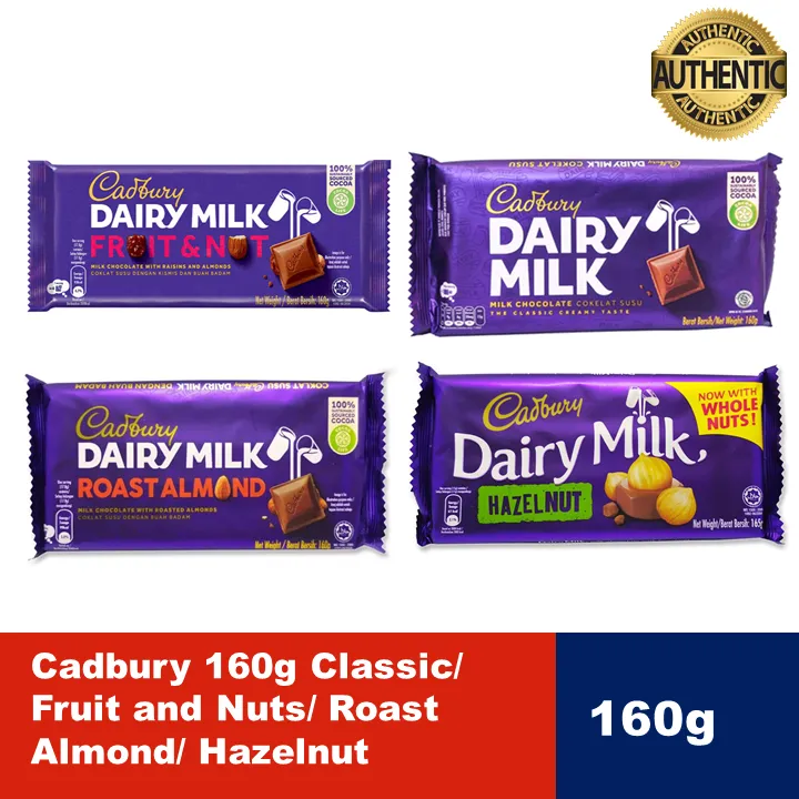 Cadbury 160g Classic/ Fruit and Nuts/ Roast Almond/ Hazelnut Lazada PH