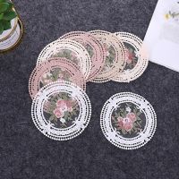 【CC】☍▤┅  1PC Coaster Embroidery Round Placemat Desktop Decoration Hollow Knit Set Anti-scald Insulation Table