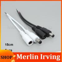 Merlin Irving Shop 5pcs 5.5x2.1mm Plug white black DC male or Female extend power supply Cable Wire 22awg Connector For 3528 5050 LED Strip Light