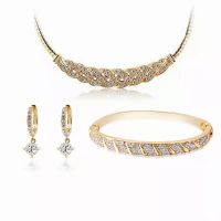 Fashion women waltz Crystal accessories necklace Earring studs, bracelets jewelry three-piece suit agreed jewelry set