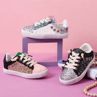 US ขนาด Lace Up รองเท้าผ้าใบเด็ก R ชายหญิงเด็ก Hook &amp; Loop สกปรกแรงบันดาลใจ Gold Glitter Star Casual Shoes