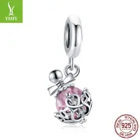 [COD] Ziyun new s925 silver pink perfume bottle loose beads Valentines Day gift diy bracelet pendant SCC1734