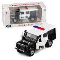 1:36 Land Rover Defender รถตำรวจโลหะรถรุ่น2ประตู Return เด็ก SUV รถของเล่นวันเกิดเด็ก Toy