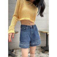 MLUP D-* R 2023 Summer new pants embroidered all-match retro high waist denim shorts for women